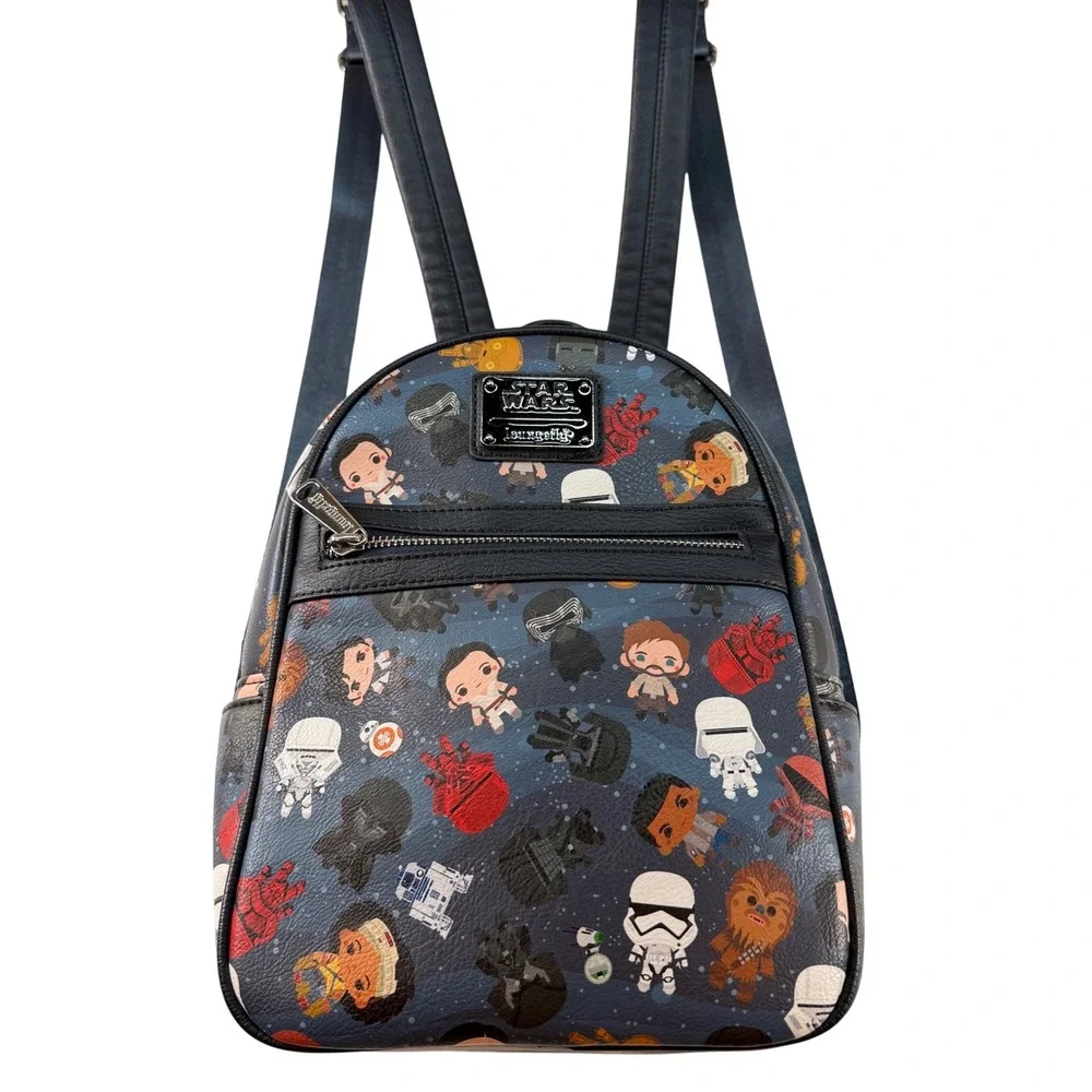 Star Wars Loungefly Mini Backpack Character Print Faux Leather Travel Bag